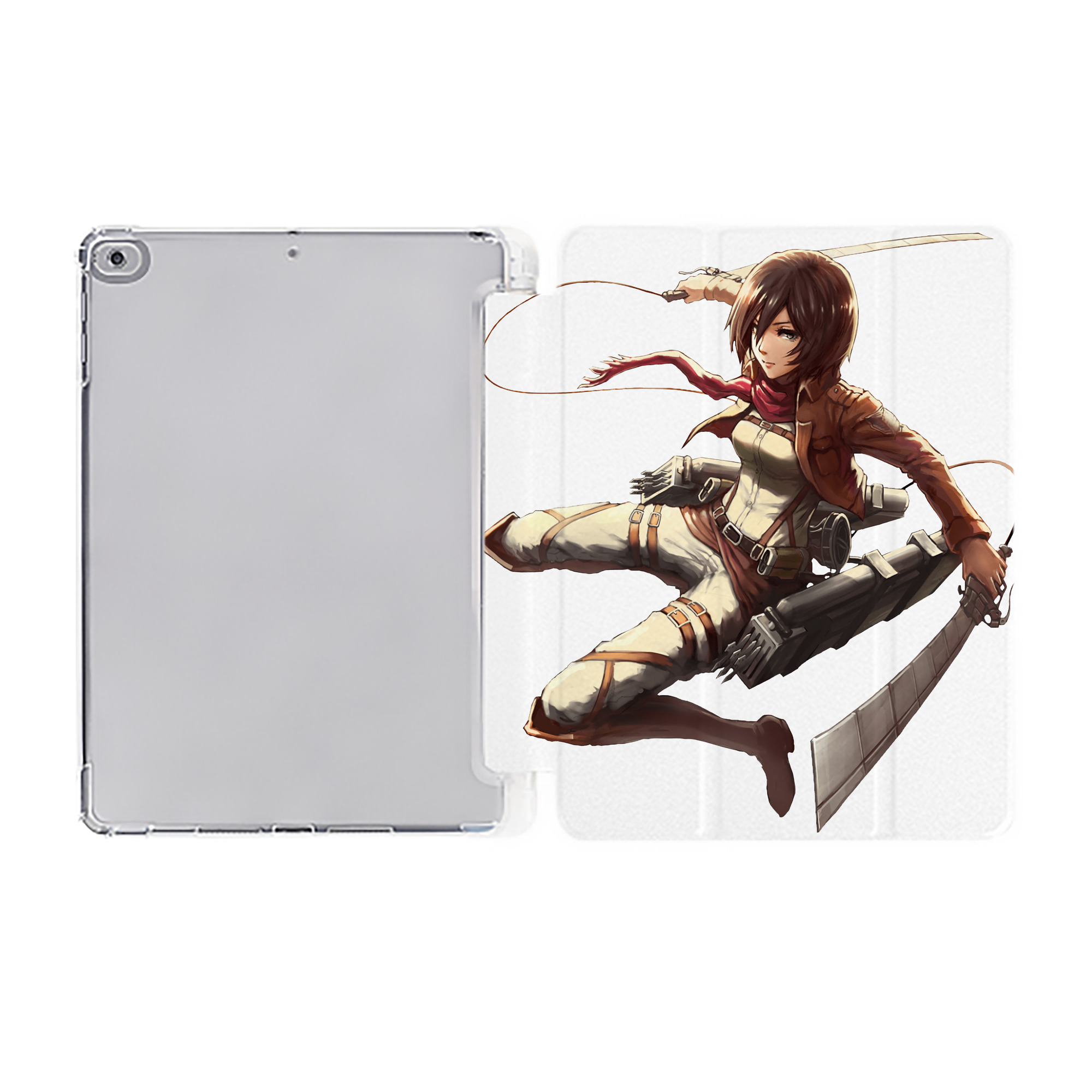 （画像用） 進撃の巨人 ミカサ·アッカーマン Attack on Titan Mikasa Ackerman IPad ケース ペン収納付き 三つ折りスタンド PUレザー×シリコン 対応機種9.5/10.5/10.9インチ